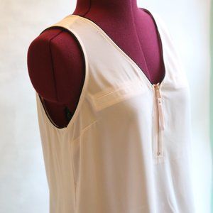 French Pink Blouse with Rose Gold Zip Detail – NWT